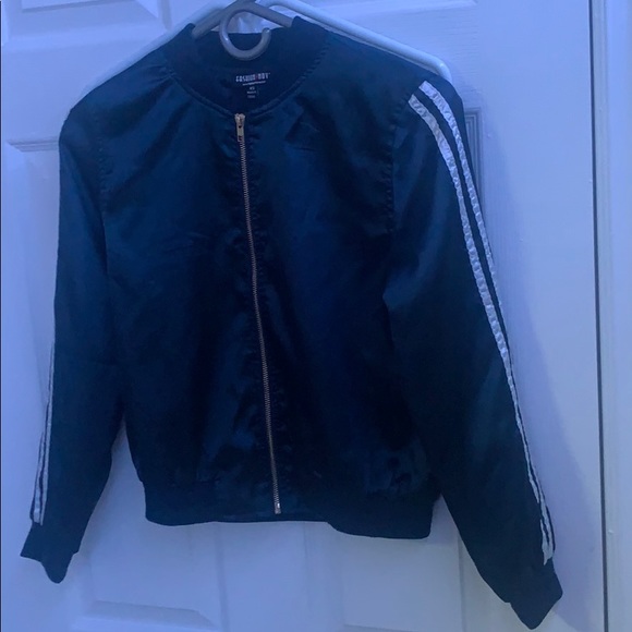 A satin blue zip up - Picture 2 of 5